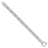 Sterling Silver Polished 10mm Byzantine Link 8 Inch Bracelet view 2