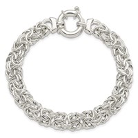Sterling Silver Polished 10mm Byzantine Link 8 Inch Bracelet view 4