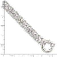 Sterling Silver Polished 10mm Byzantine Link 8 Inch Bracelet view 3