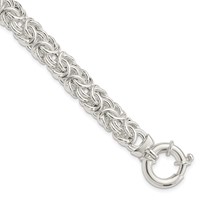 Sterling Silver Polished 10mm Byzantine Link 8 Inch Bracelet view 1