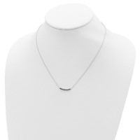 Sterling Silver Rhodium Plated Amethyst Bar Necklace with Ext, 2" view 4