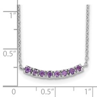 Sterling Silver Rhodium Plated Amethyst Bar Necklace with Ext, 2" view 3