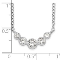 Sterling Silver Graduated Bezel-set CZ Necklace, 17.5" view 3