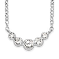 Sterling Silver Graduated Bezel-set CZ Necklace, 17.5" view 1