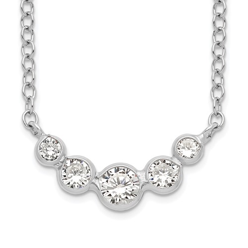 Sterling Silver Graduated Bezel-set CZ Necklace, 17.5"