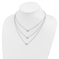 Sterling Silver Rhodium-plated 3-Strand CZ Infinity Symbol Necklace with 2 Inch Extension, 16" view 4