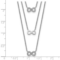 Sterling Silver Rhodium-plated 3-Strand CZ Infinity Symbol Necklace with 2 Inch Extension, 16" view 3