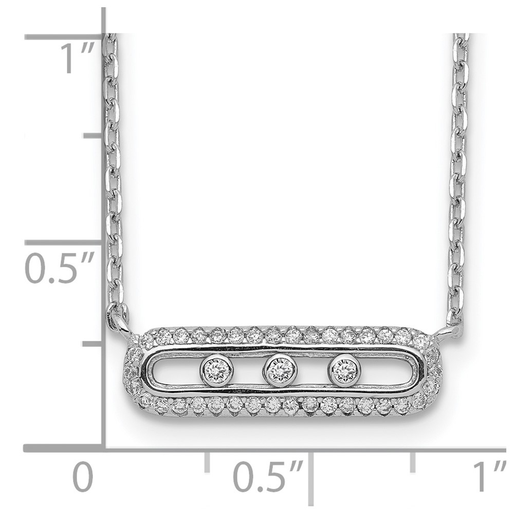 Sterling Silver Rhodium-plated CZ Bar w/ 2in ext. Necklace (QG5134-16.5)