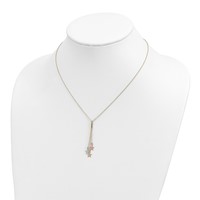 Sterling Silver Rhodium-plated CZ Star and Moon 2-strand Necklace with 2 Inch Extension, 16" view 4