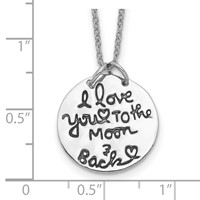Sterling Silver Rhodium-plated Antiqued I Love You to the Moon and Back Necklace, 18" view 3
