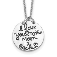 Sterling Silver Rhodium-plated Antiqued I Love You to the Moon and Back Necklace, 18" view 1