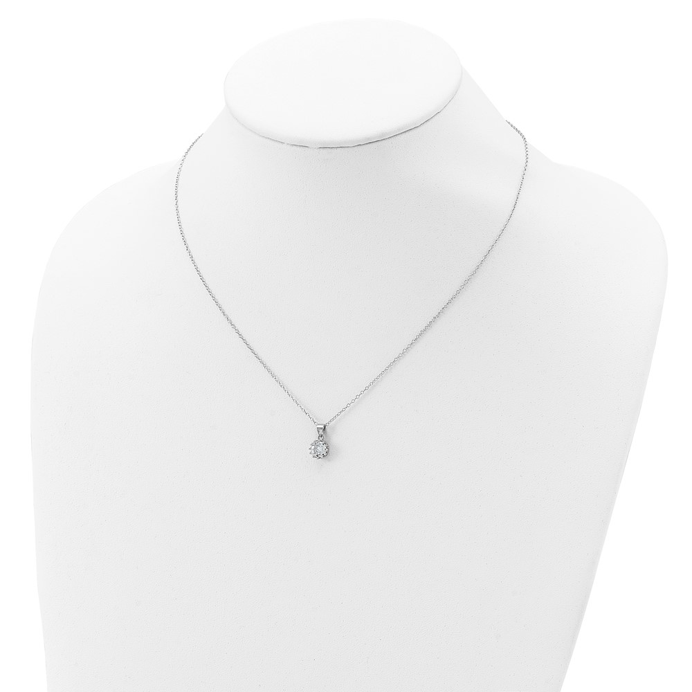 Sterling Silver Rhodium-plated Polished CZ Necklace (QG5143-18)