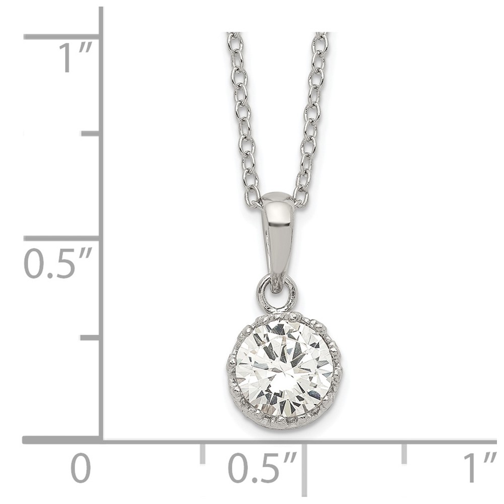Sterling Silver Rhodium-plated Polished CZ Necklace (QG5143-18)