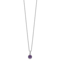 Sterling Silver Rhodium-plated 7mm Round Amethyst Necklace view 2