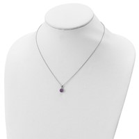 Sterling Silver Rhodium-plated 7mm Round Amethyst Necklace view 4