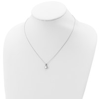 Sterling Silver Rhodium-plated Polished Created Opal Necklace view 4