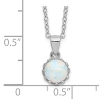 Sterling Silver Rhodium-plated Polished Created Opal Necklace view 3