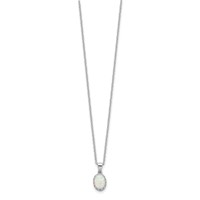 Sterling Silver Rhodium-plated Polish Oval Created Opal Necklace view 2