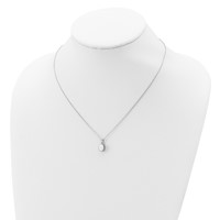Sterling Silver Rhodium-plated Polish Oval Created Opal Necklace view 4