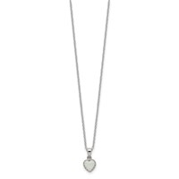Sterling Silver Rhodium-plated Polish Heart Created Opal Necklace view 2