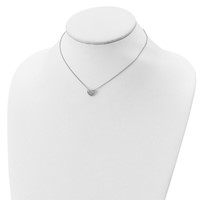 Sterling Silver Rhodium-plated Pave CZ Heart Necklace with 1.5 Inch Extension, 14" view 4