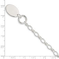 Sterling Silver Rhodium-plated Engravable 21x 14mm Oval Disc Cable Link Toggle Bracelet, 7" view 4