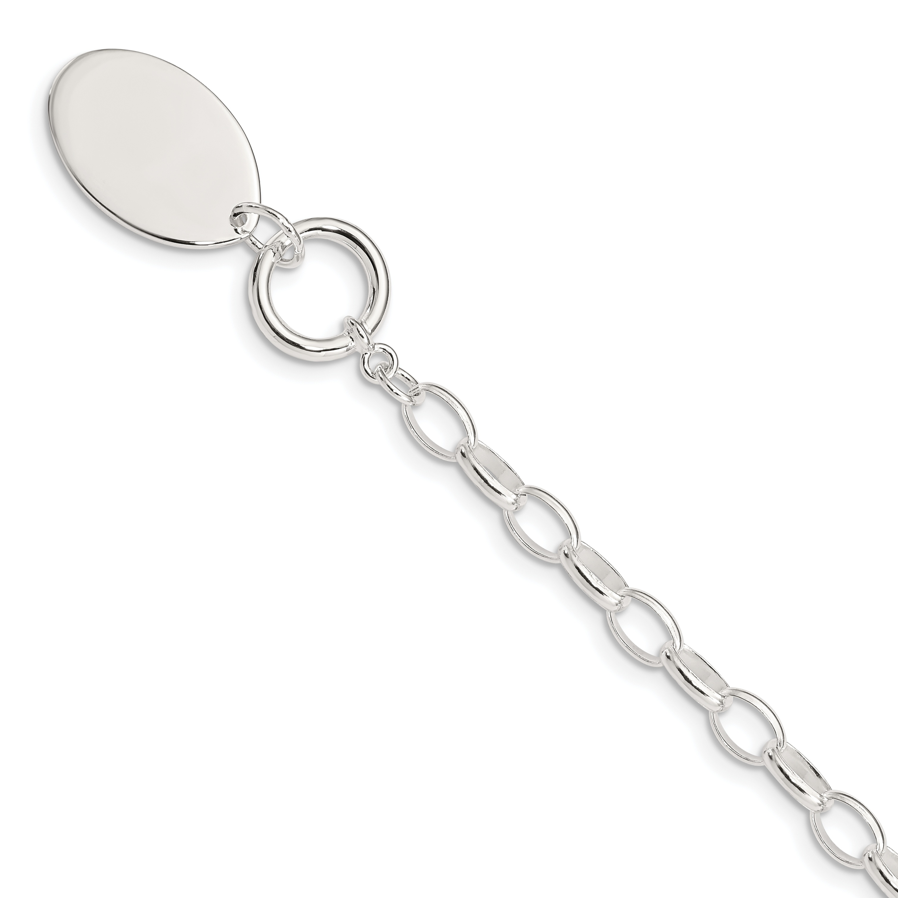 Sterling Silver Rhodium-plated Fancy Oval Disc Bracelet (QG516-7)