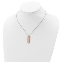 Sterling Silver Rhodium-plated Dogtag Necklace with Rose-tone Cut-out Heart with 1.25 Inch Extension, 17" view 4