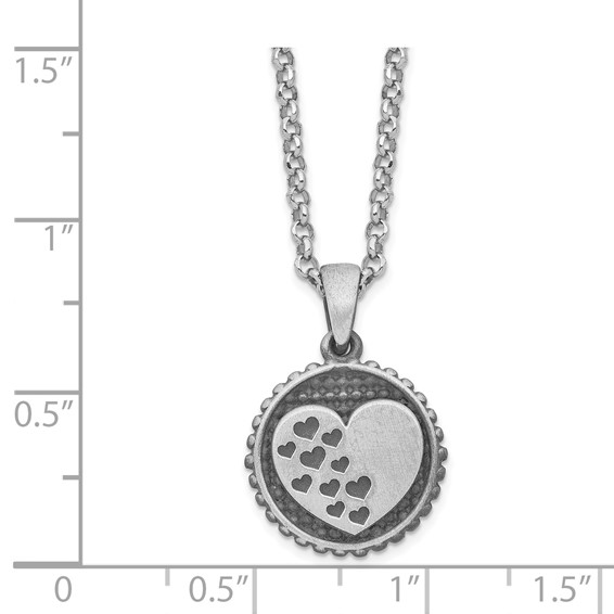 Sterling Silver Brushed Heart Necklace