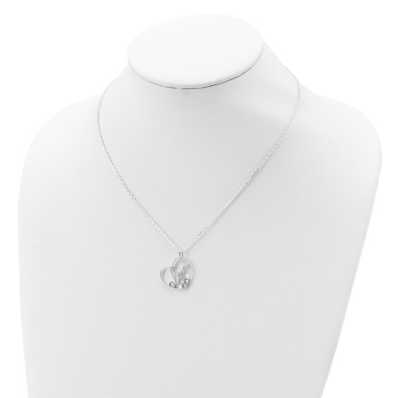 Sterling Silver CZ  LOVE Heart Necklace