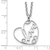 Sterling Silver CZ Love Heart Necklace view 2