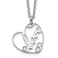 Sterling Silver CZ Love Heart Necklace view 1