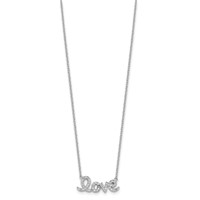 Sterling Silver Rhodium-plated CZ Love Necklace with 1 Inch Extension, 16" view 2