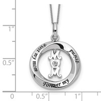 Sterling Silver CZ First MY Mom Forever MY Friend Necklace, 18" view 3