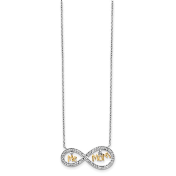 Sterling Silver Gold-plated MOM and ME CZ Infinity Necklace