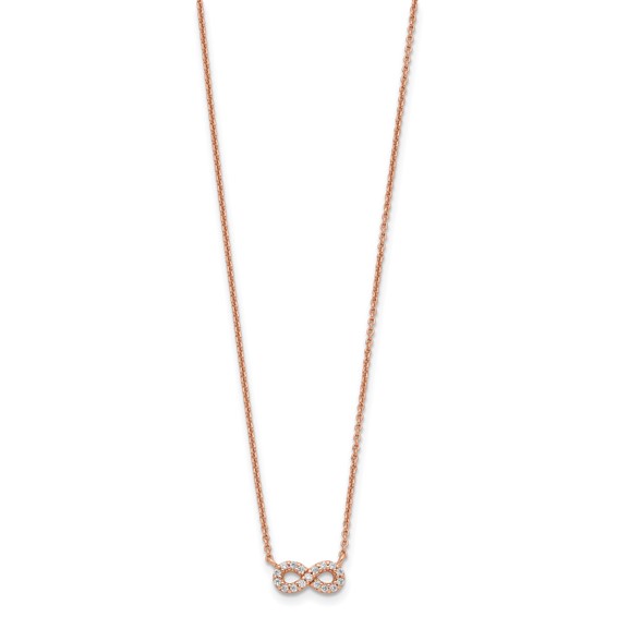 Sterling Silver Rose-tone CZ Infinity Necklace