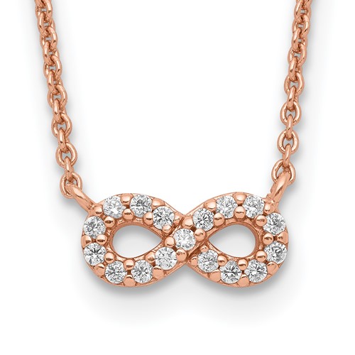 Sterling Silver Rose-tone CZ Infinity Symbol Necklace, 16.5"