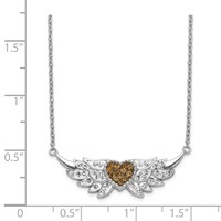 Sterling Silver Enameled Crystal Heart Necklace with Wings view 2