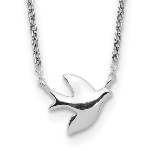Sterling Silver Polished Dove Necklace, 16"