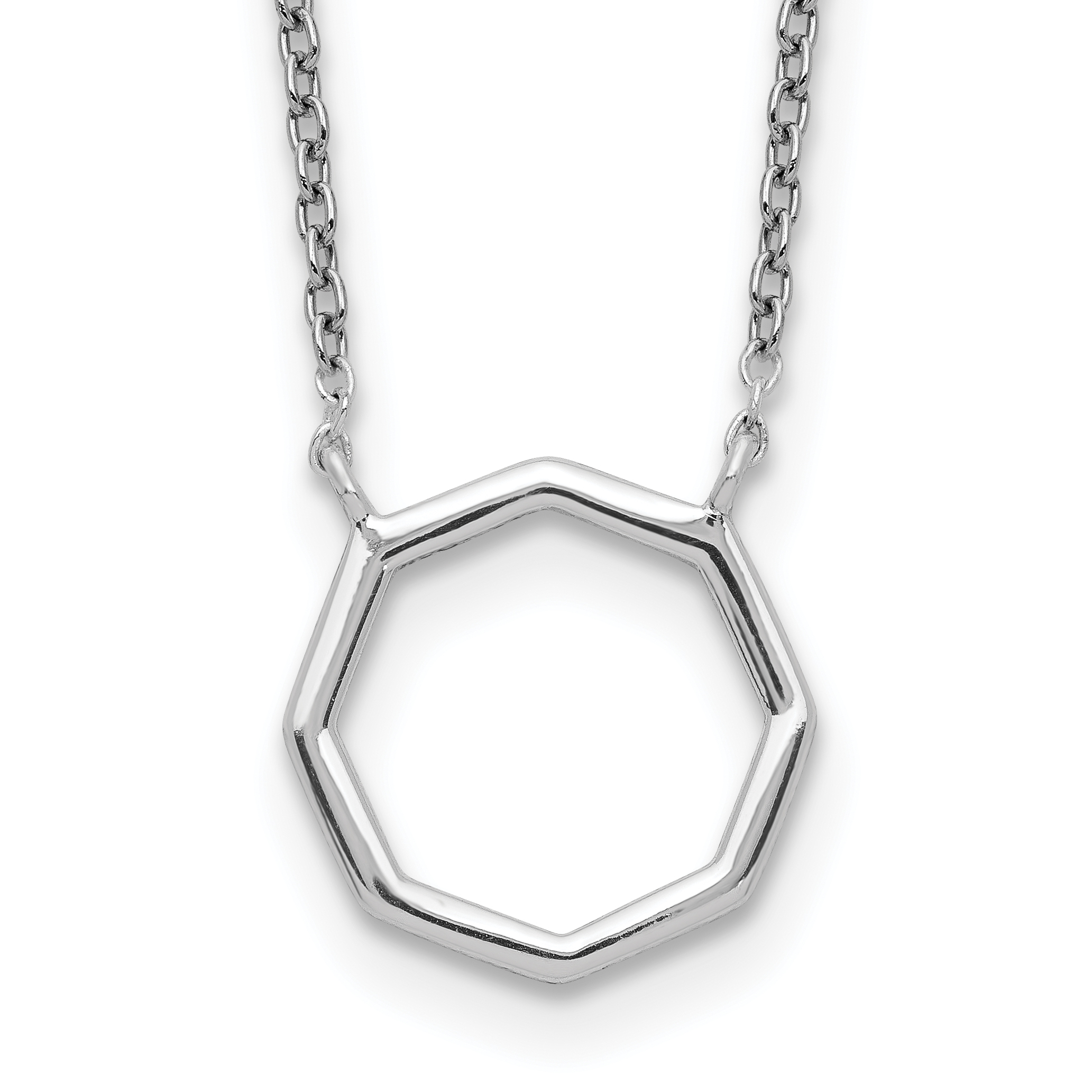 Sterling Silver Polished Octagon Necklace (QG5195-16)