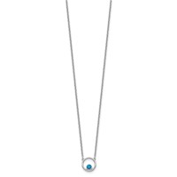 Sterling Silver Rhodium-plated Lab Created Opal in Circle Necklace with 2 Inch Extension, 16" view 2