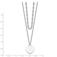 Sterling Silver RH-plated 2-Strand Heart Necklace with Ext Choker, 4" view 2