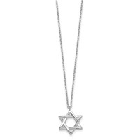 Sterling Silver Rhodium-plated Star of David Necklace with 2 Inch Extension, 16.5" view 2