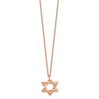 Sterling Silver Rose-tone Star of David Necklace with 1 Inch Extension, 16.5" view 2