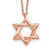 Sterling Silver Rose-tone Star of David Necklace with 1 Inch Extension, 16.5" view 1