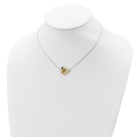 Sterling Silver Rhodium-plated Gold-tone Enameled Bee and Honeycomb Necklace with 2 Inch Extension, 16" view 4