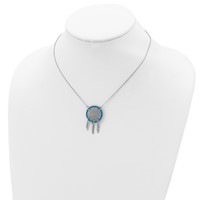 Sterling Silver Rhodium-plated Lab Created Opal Dreamcatcher Necklace with 2 Inch Extension, 15.5" view 4