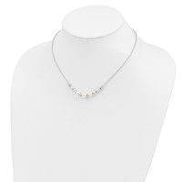 Sterling Silver RH-pltd Diamond-cut Bead Glass Pearl Necklace with Ext, 2" view 2