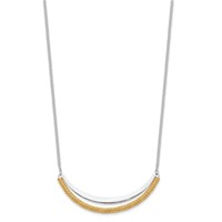 Sterling Silver RH Plated Gold-plated Curved Bar Necklace with Ext, 2" view 2