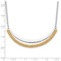 Sterling Silver RH Plated Gold-plated Curved Bar Necklace with Ext, 2" view 4